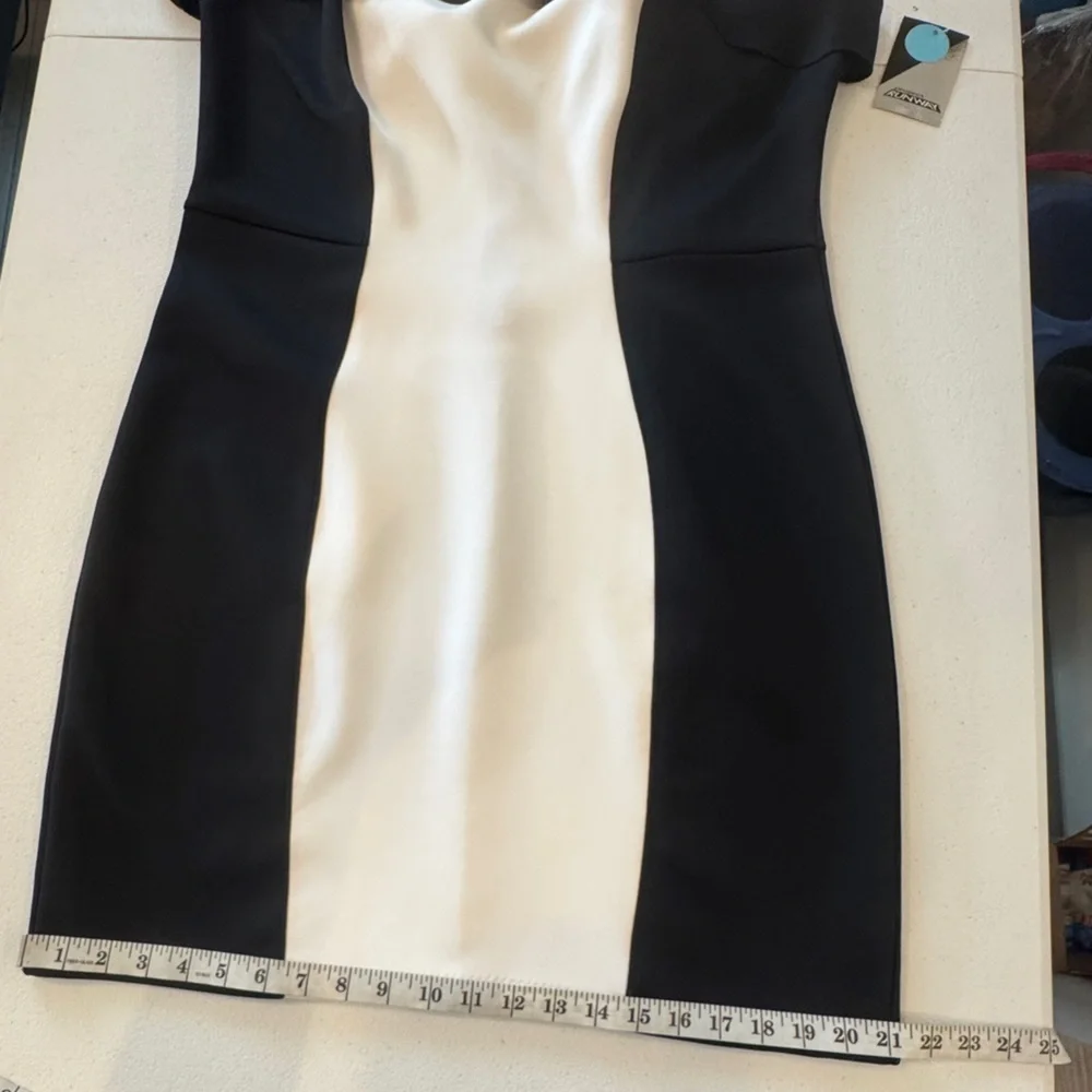 Project Runway Black White Hourglass Dress XXL NWT Bodycon Sheath Dress Strappy